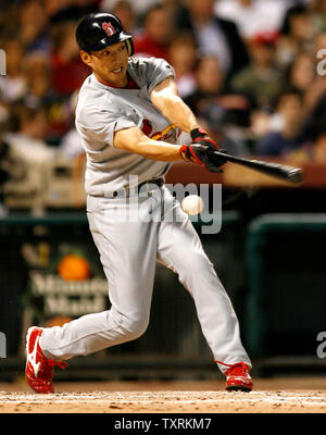 So Taguchi of the St. Louis Cardinals warms up during batting