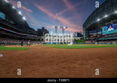 An aerial view of Minute Maid Park, Sunday, May 30, 2021, in Houston. The  stadium is the home of the Houston Astros Stock Photo - Alamy