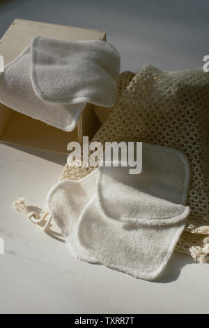 small towels for washing makeup. Microfiber towels for easy cleansing. no one Stock Photo