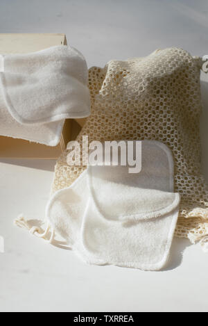 small towels for washing makeup. Microfiber towels for easy cleansing. no one Stock Photo