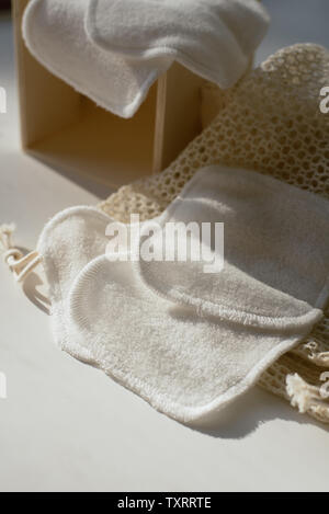 small towels for washing makeup. Microfiber towels for easy cleansing. no one Stock Photo