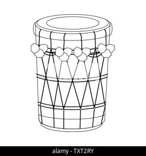 drum mridangam icon cartoon isolated in black and white Stock Vector