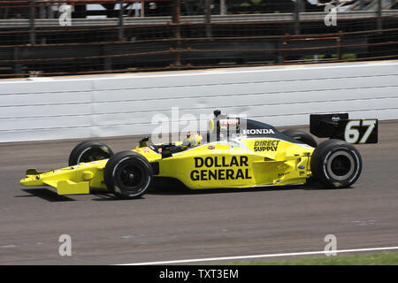 Sarah Fisher bumps her way into the starting field for her 10th start in the Indianapolis  500 on May 23, 2010 at the Indianapolis Motor Speedway in Indianapolis, Indiana. Fisher became the fourth female driver to make this year's starting field. UPI/Bill Coons Stock Photo