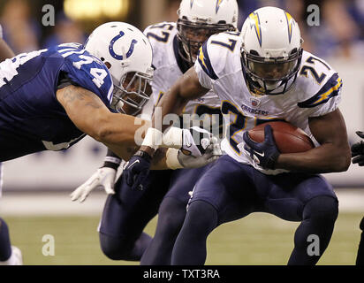 Indianapolis Colts tackle Charlie Johnson (74) stands with the