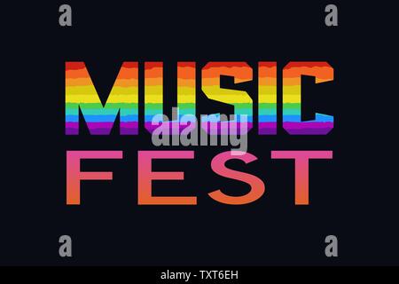 Music Festival hand drawn letters flat vector signboard Stock Vector