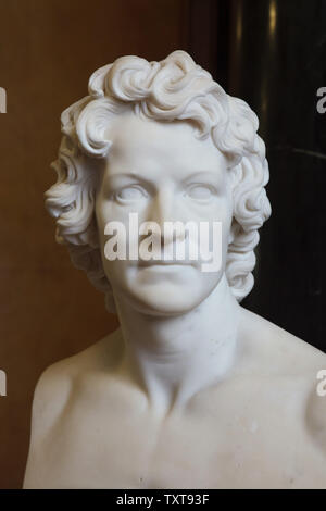 Marble bust of Danish Neoclassical sculptor Bertel Thorvaldsen by German sculptor Christian Daniel Rauch (1816) on display in the Alte Nationalgalerie (Old National Gallery) in Berlin, Germany. Stock Photo