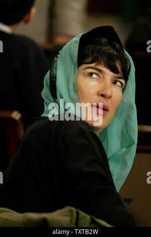 Iranian-American journalist Christian Amanpour attends Iranian President Mahmoud Ahmadinejad's press conference in Tehran, Iran on January 14, 2006. Iran will not be deflected from its right to develop nuclear technology by referral to the UN Security Council for possible sanctions, Iranian President Mahmoud Ahmadinejad said on Saturday.(UPI Photo/Mohammad Kheirkhah) Stock Photo