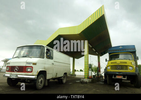 Iranian truck drivers stop at one of the gas stations in Qazvin 83