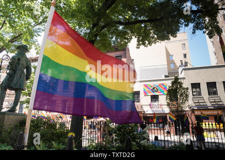 The Stonewall National Monument is located in Greenwich Village, NYC, USA Stock Photo