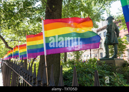 The Stonewall National Monument is located in Greenwich Village, NYC, USA Stock Photo