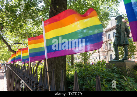 The Stonewall National Monument is located in Greenwich Village, NYC, USA Stock Photo