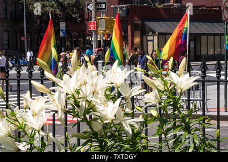 The Stonewall National Monument is located in Greenwich Village, NYC, USA Stock Photo