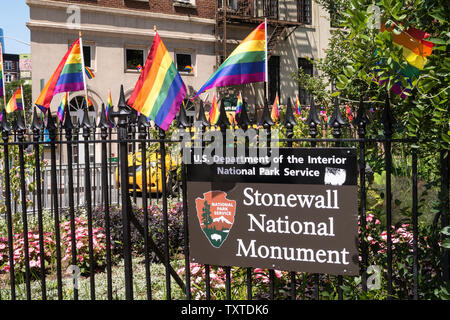 The Stonewall National Monument is located in Greenwich Village, NYC, USA Stock Photo