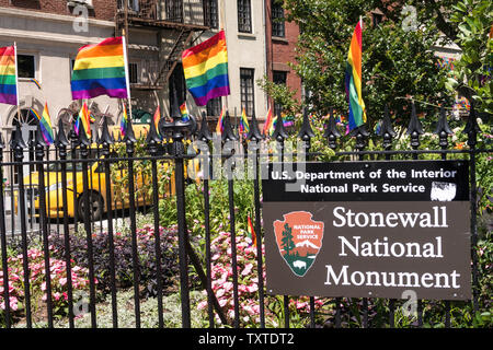 The Stonewall National Monument is located in Greenwich Village, NYC, USA Stock Photo