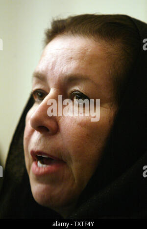 Christine Levinson, wife of ex-FBI agent Robert Levinson who disappeared in Iran in March 2007, speaks to the media during a press conference at the Swiss embassy in Tehran, Iran on December 22, 2007. Robert Levinson went missing while on a business trip to Iran's southern island of Kish and the Iranian government claims they have no information on his whereabouts. (UPI Photo/Mohammad Kheirkhah) Stock Photo