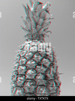 Abstract black and white pineapple with digital signal glitch effect. Surreal minimalist style Stock Photo