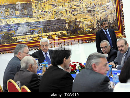 Palestinian President Mahmoud Abbas convenes the Palestinian Liberation Organization Council in Ramallah, West Bank, to discuss whether to take part in the US proposed proximity talks with Israel, May 8, 2010.  US special envoy George Mitchell will convey messages between the two sides in hope of advancing the peace process.  UPI/Debbie Hill Stock Photo