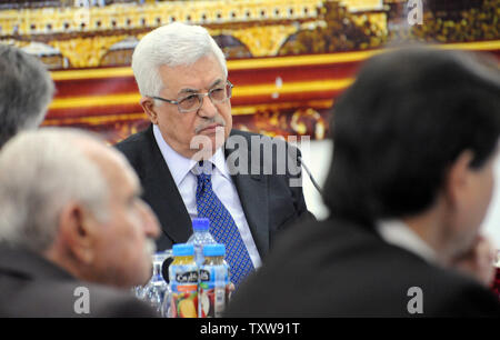Palestinian President Mahmoud Abbas convenes the Palestinian Liberation Organization Council in Ramallah, West Bank, to discuss whether to take part in the US proposed proximity talks with Israel, May 8, 2010.  US special envoy George Mitchell will convey messages between the two sides in hope of advancing the peace process.  UPI/Debbie Hill Stock Photo