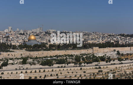 A general view shows the Al-Aqsa Mosque compound in Jerusalem's Old City, June 3, 2017, that was captured by Israel from Jordan during the 1967 Six-Day War. Israel is celebrating the 50th anniversary of the 1967 war that saw the defeat of the Egyptian, Syrian and Jordanian armies and the return of Jewish holy sites to Jewish control for the first time in 2,000 years.   Photo by Debbie Hill/UPI Stock Photo