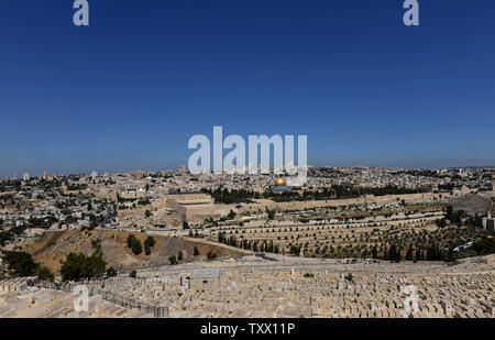 An overview of  Old City of Jerusalem from the Mt. of Olives, in East Jerusalem, June 25, 2018. Prince William will  receive a briefing on the history and geography of Jerusalem's Old City from the Mt. of Olives this week, on the first state visit to the Holy Land by a member of the royal family. Israeli ministers slammed Prince William's official itinerary because it describes the Old City of Jerusalem as being in Occupied Palestinian Territories.  Photo by Debbie Hill/UPI Stock Photo