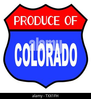 Route 66 style traffic sign with the legend Produce Of Colorado isolated Stock Vector