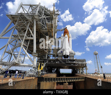NASA's Space Shuttle Endeavour stands in place at Launch Pad 39A at the ...