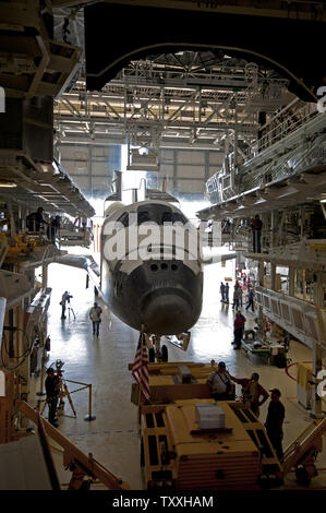 Space shuttle Atlantis is being towed from the Vehicle Assembly ...