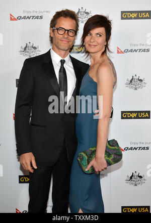 Australian actor Guy Pearce and his wife Kate Mestitz arrive for the 9th Annual G'Day USA Black Tie Gala in Los Angeles on January 14, 2012.  UPI/Christine Chew Stock Photo