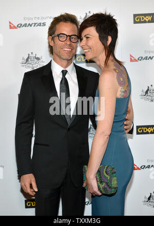 Australian actor Guy Pearce and his wife Kate Mestitz arrive for the 9th Annual G'Day USA Black Tie Gala in Los Angeles on January 14, 2012.  UPI/Christine Chew Stock Photo