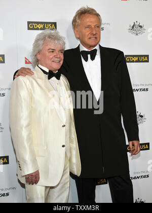 Russell Hitchcock (L) and Graham Russell of Australian soft rock duo Air Supply arrive for the 9th Annual G'Day USA Black Tie Gala in Los Angeles on January 14, 2012.  UPI/Christine Chew Stock Photo
