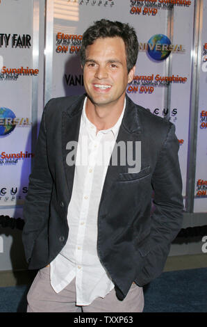 Actor Mark Ruffalo poses for photographers at the DVD launch party for the movie, ' Eternal Sunshine of the Spotless Mind'  in Los Angeles, September 23, 2004. (UPI Photo/Francis Specker) Stock Photo