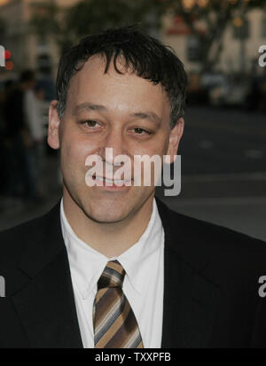 Sam Raimi , executive producer of the new film 'The Grudge', arrives at the premiere of the film at Mann's Village Theatre in Los Angeles, October 12, 2004. (UPI Photo/Francis Specker) Stock Photo