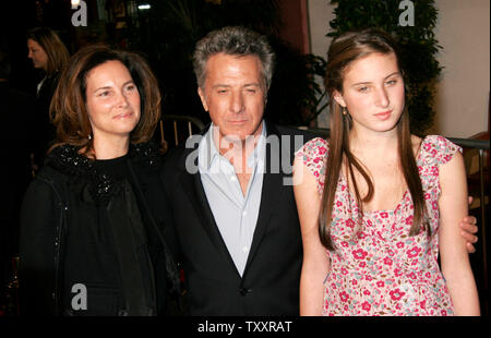 Actor Dustin Hoffman, center, with his wife, Lisa, left, and daughter, Ali, arrive at the December 16th, 2004 Los Angeles premiere of the film, ' Meet the Fockers'. (UPI Photo/Francis Specker) Stock Photo