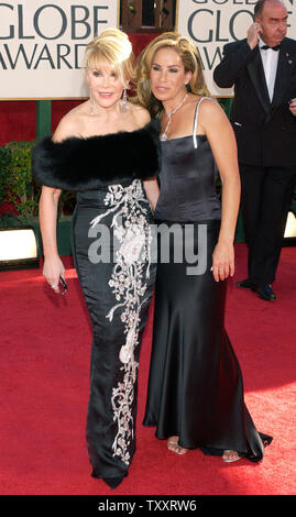 Joan Rivers (L) and daughter Melissa Rivers arrive  for the 62nd annual Golden Globe Awards in Beverly Hills, California on January 16, 2005.   (UPI Photo/Jim Ruymen) Stock Photo