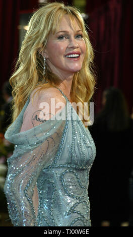 Actress Melanie Griffith arrives for the 77th Annual Academy Awards held at the Kodak Theater, on Feb. 27, 2005, in Los Angeles.   (UPI Photo/Laura Cavanaugh) Stock Photo