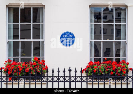 August Wilhelm von Hofmann AW Hofmann, German born chemist, discoverer of formaldehyde, hydrazobenzene, etc Fitzroy Sq. English Heritage Blue Plaque. Stock Photo