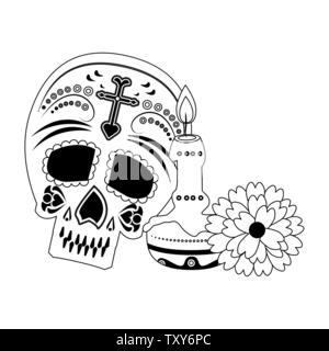 Mexico festival and mexican celebrations cartoons in black and white Stock Vector