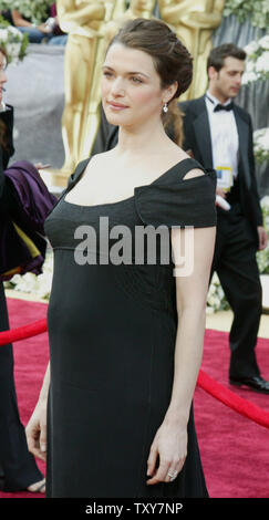 The pregnant Rachel Weisz who won an Oscar for best supporting actress for 'Constant Gardener' arrives for the 78th Annual Academy Awards at the Kodak Theatre in Hollywood, Ca., on March 5, 2006.   (UPI Photo/Terry Schmitt) Stock Photo