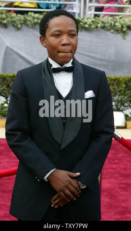 Cast members from the foreign film 'Tsotsi' Terry Pheto (L) and Presley Chweneyagae arrive for the 78th Annual Academy Awards at the Kodak Theatre in Hollywood, Ca., on March 5, 2006.   (UPI Photo/Terry Schmitt) Stock Photo