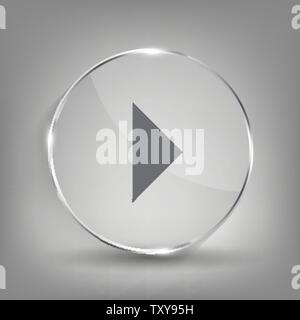Glass button media icon.  Vector illustration Stock Vector