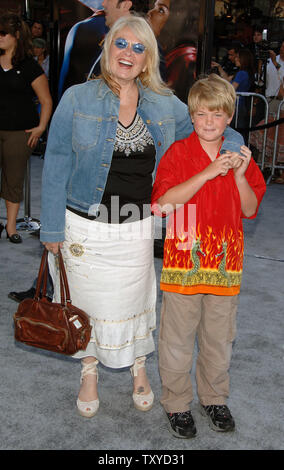 Actress Roseanne Barr (L) and her son Buck Thomas arrive for the premiere of the action adventure motion picture 'Superman Returns' in the Westwood section of Los Angeles on June 21, 2006. The movie opens in the U.S. on June 28. (UPI Photo/Jim Ruymen) Stock Photo