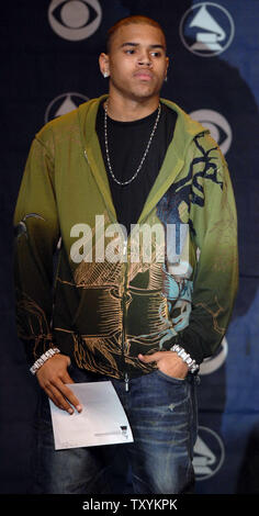 Singer Chris Brown, who received a nomination for best new artist attends the 49th Annual Grammy Awards nominations news conference in Los Angeles on December 7, 2006. The Grammys will take place in Los Angeles on Feb. 11, 2007. (UPI Photo/Jim Ruymen) Stock Photo