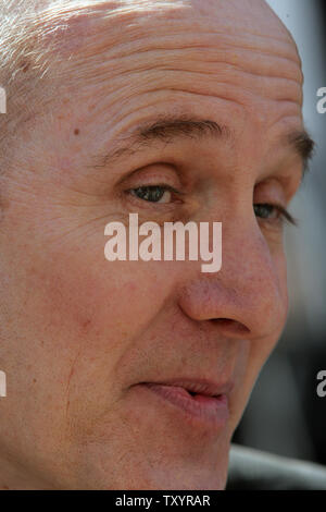 German actor Ulrich Muhe from 'The Lives of Others' answers questions from reporters in the arrival area for the 79th Academy Awards in Los Angeles on February 23, 2007.  (UPI Photo/Terry Schmitt) Stock Photo