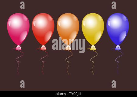 Colorful helium balloons on dark background..Vector illustration eps 10 Stock Vector
