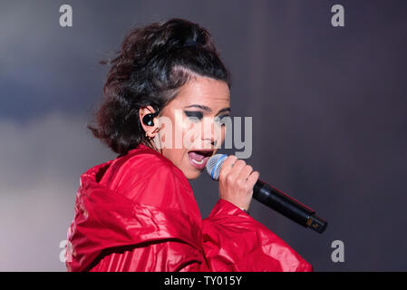 BARCELONA - MAY 18: Inna (band) perform in concert at Primavera Pop Festival on May 18, 2019 in Barcelona, Spain. Stock Photo