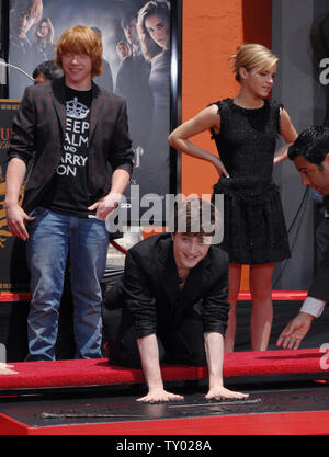 Daniel Radcliffe who stars as Harry Potter, gestures during the ...