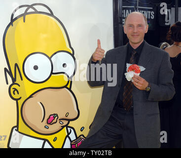 Dan Castellaneta, the voice of Homer Simpson in the animated motion picture comedy 'The Simpsons Movie', arrives at the premiere of the film in the Westwood section of Los Angeles on July 24, 2007. (UPI Photo/Jim Ruymen) Stock Photo