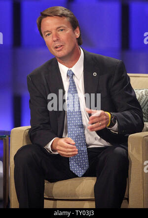 Democratic presidential hopeful former U.S. Senator John Edwards (D-NC) speaks at the Visible Vote '08 Presidential Forum sponsored by the Human Rights Campaign Foundation and broadcast on the Logo Network in Los Angeles on August 9, 2007. (UPI Photo/Frank Micelotta/LOGO) Stock Photo