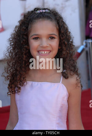 Madison Pettis, a cast member in the motion picture sport comedy 'The Game Plan', arrives  for the premiere of the film at the El Capitan Theatre in the Hollywood section of Los Angeles on September 23, 2007.  (UPI Photo/Jim Ruymen) Stock Photo