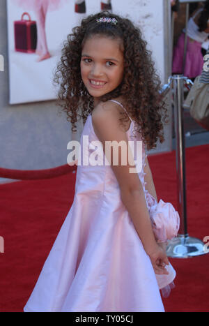 Madison Pettis, a cast member in the motion picture sport comedy 'The Game Plan', arrives  for the premiere of the film at the El Capitan Theatre in the Hollywood section of Los Angeles on September 23, 2007.  (UPI Photo/Jim Ruymen) Stock Photo